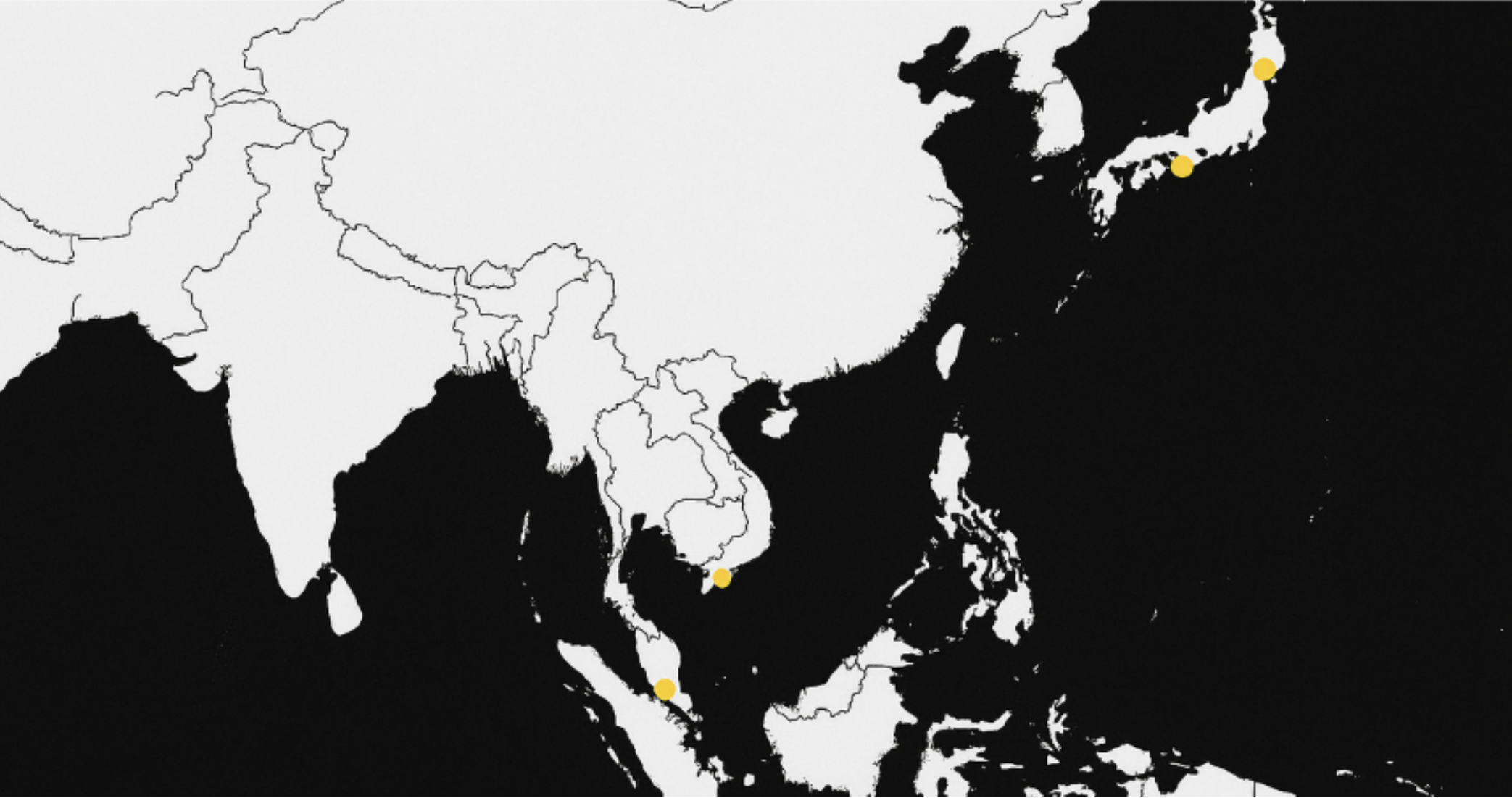 Asia Map showing distribution network
